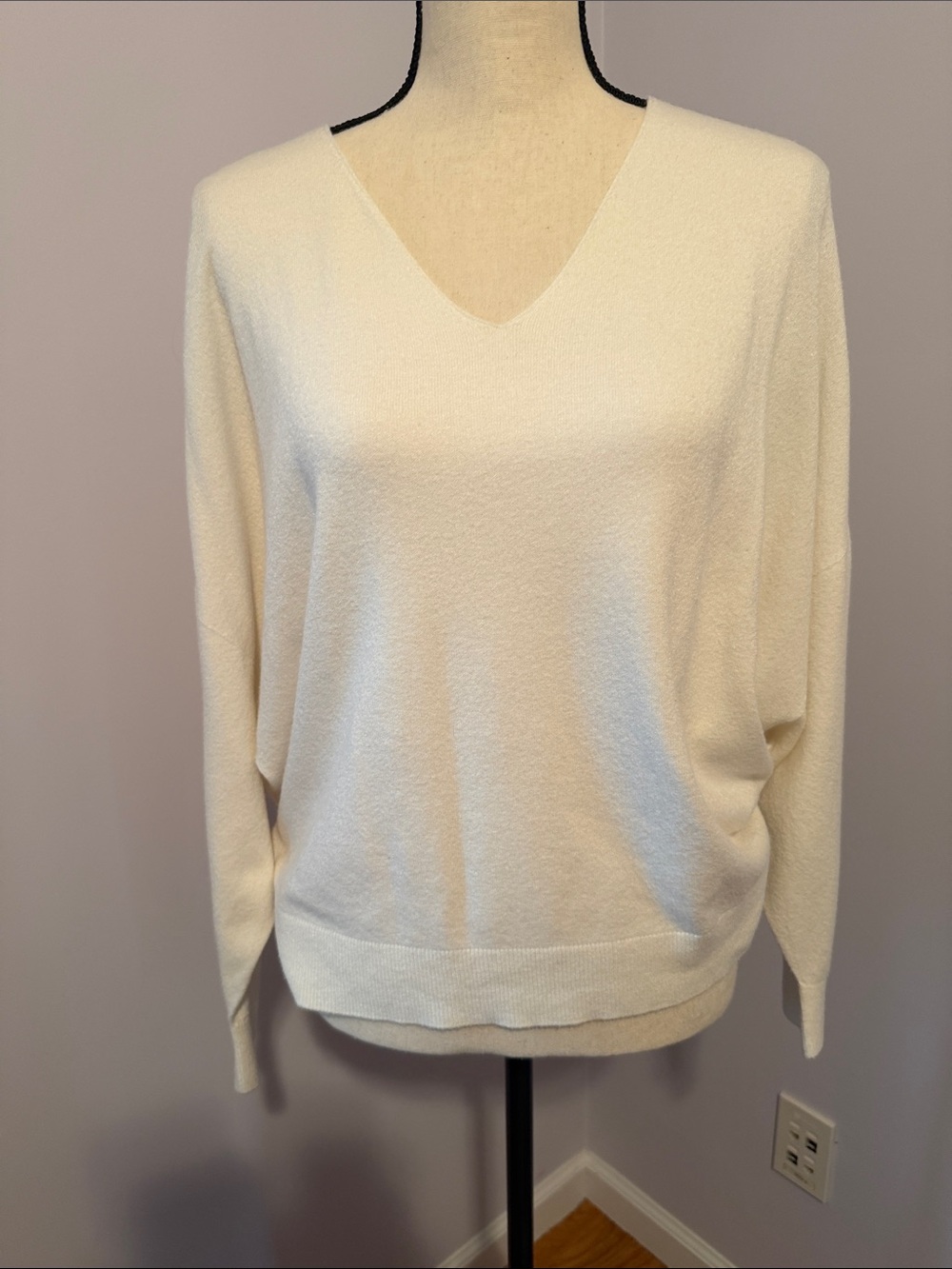Classic Ivory V-Neck Sweater for Women